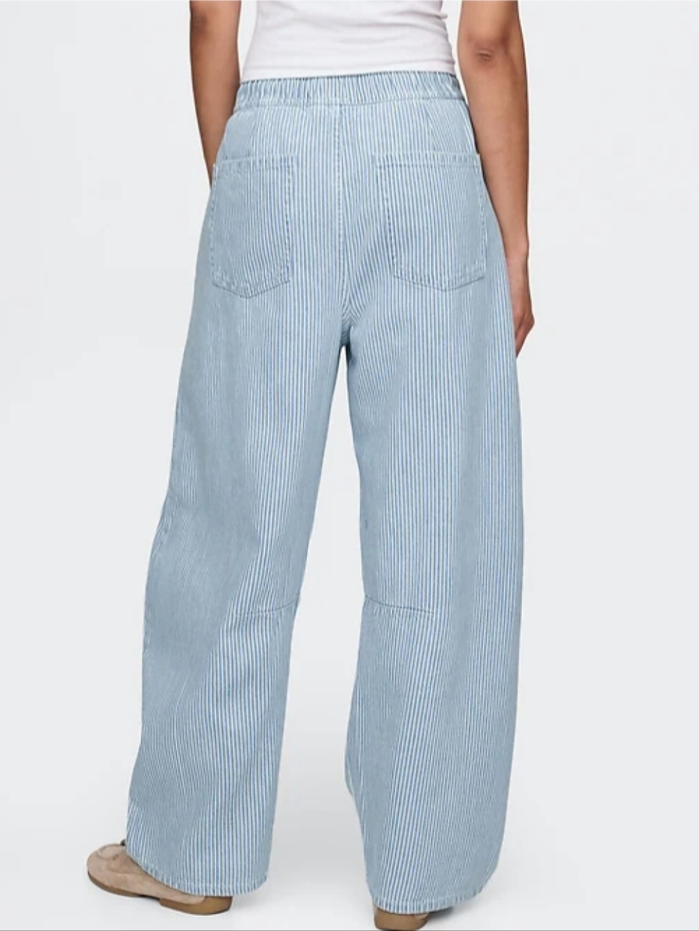 GAP MID- RISE ULTRA SOFT EASY HORSESHOE JEANS RAILROAD STRIPE BLUE LARGE - Picture 3 of 10